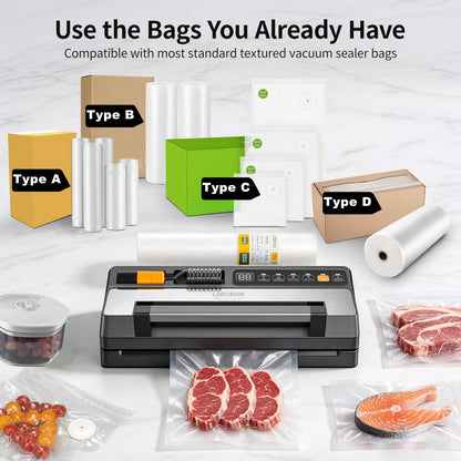 Next-Gen Vacuum Sealer Machine, Food Vacuum Sealer with Powerful Suction Pump, Dual-System for Valve&Textured Bags, Canisters & Marinate, Dual-Heat Seal for Dry&Moist Food, Built-in Cutter&Bag Storage
