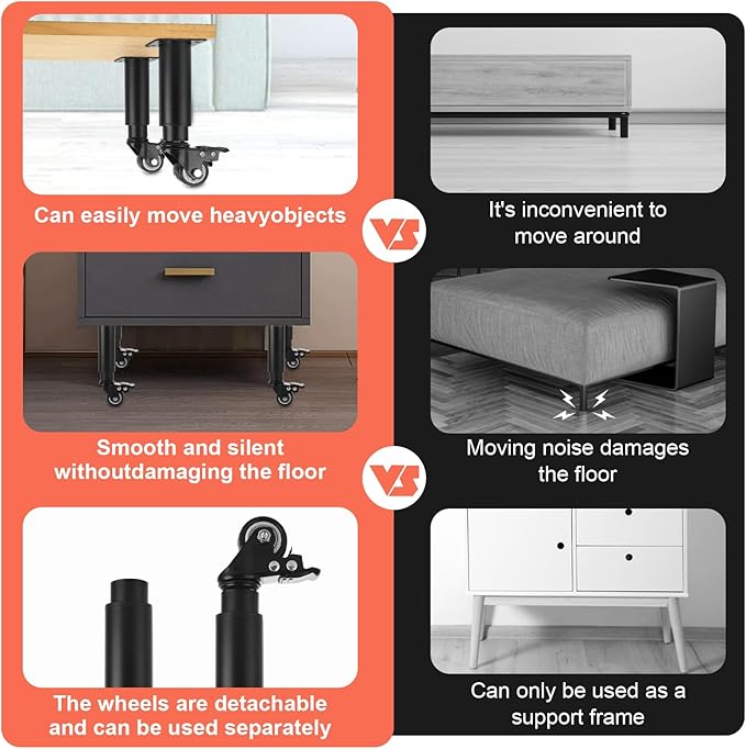 WOPPLXY 4 Pcs 7-10 Inch Metal Adjustable Furniture Legs