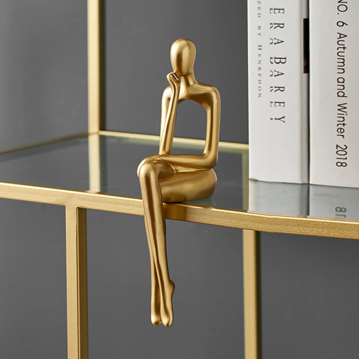 XINXUAN Gold Statue Home Decor - Modern Bookshelf & Desk Decor - 3 Piece Set