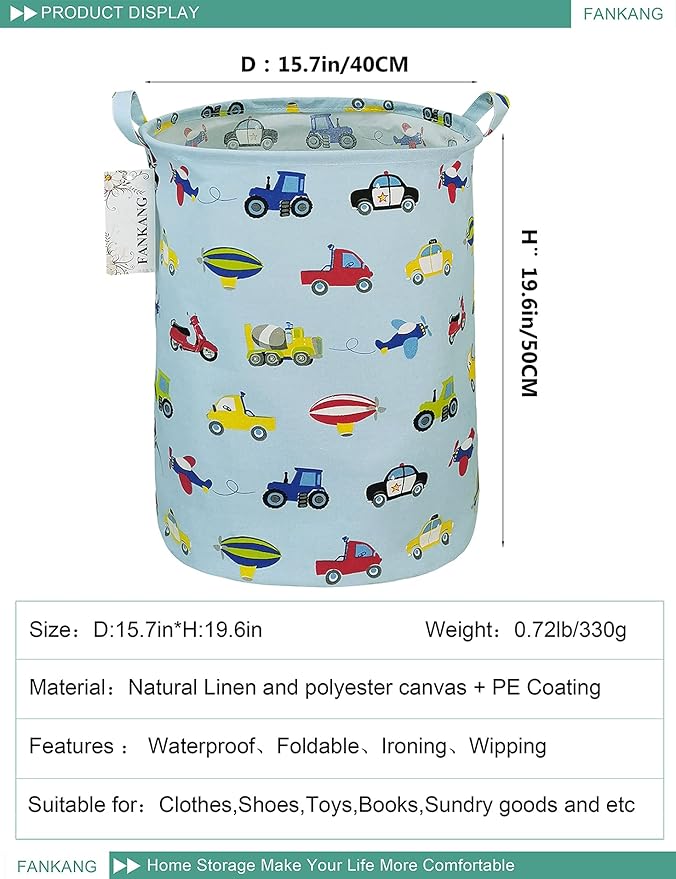 FANKANG Storage Basket, Nursery Hamper Canvas Laundry Basket Foldable
