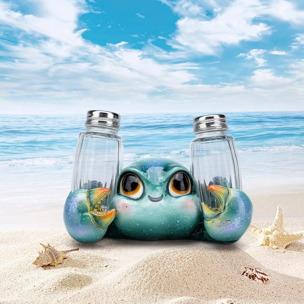 SUYNYBHF Cute Sea Crab With Salt and Pepper Shaker Figurines Kitchen Decor Statue Suitable for Beach Bars or Coastal Kitchen Decor Table Decor By Home Gifts For Mom