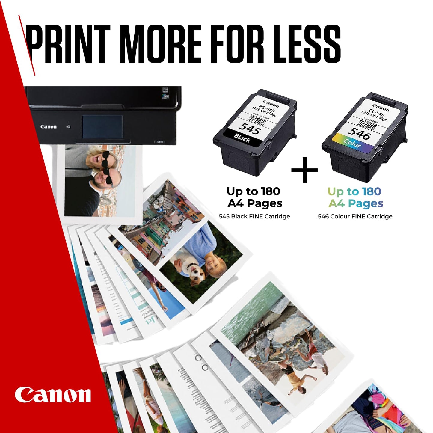 Canon Ink & Paper Multipack - PG-545/CL-546 Genuine Printer Ink Cartridges 2 Pack (1 x Black, 1 x Colour) & 4x6 Photo Paper (50 x Sheets)