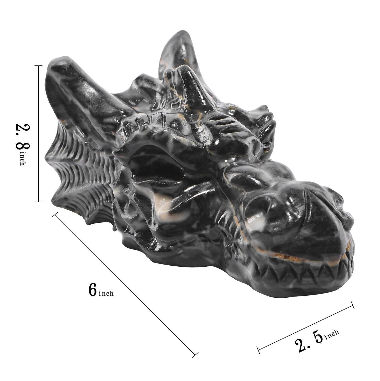 Bmuafry 6''Natural Dragon Head Crystal Skull Head Hand Carved Reiki Healing Stone Statue Healing Home Office Art Room Decoration (Picasso Stone, 6inch)