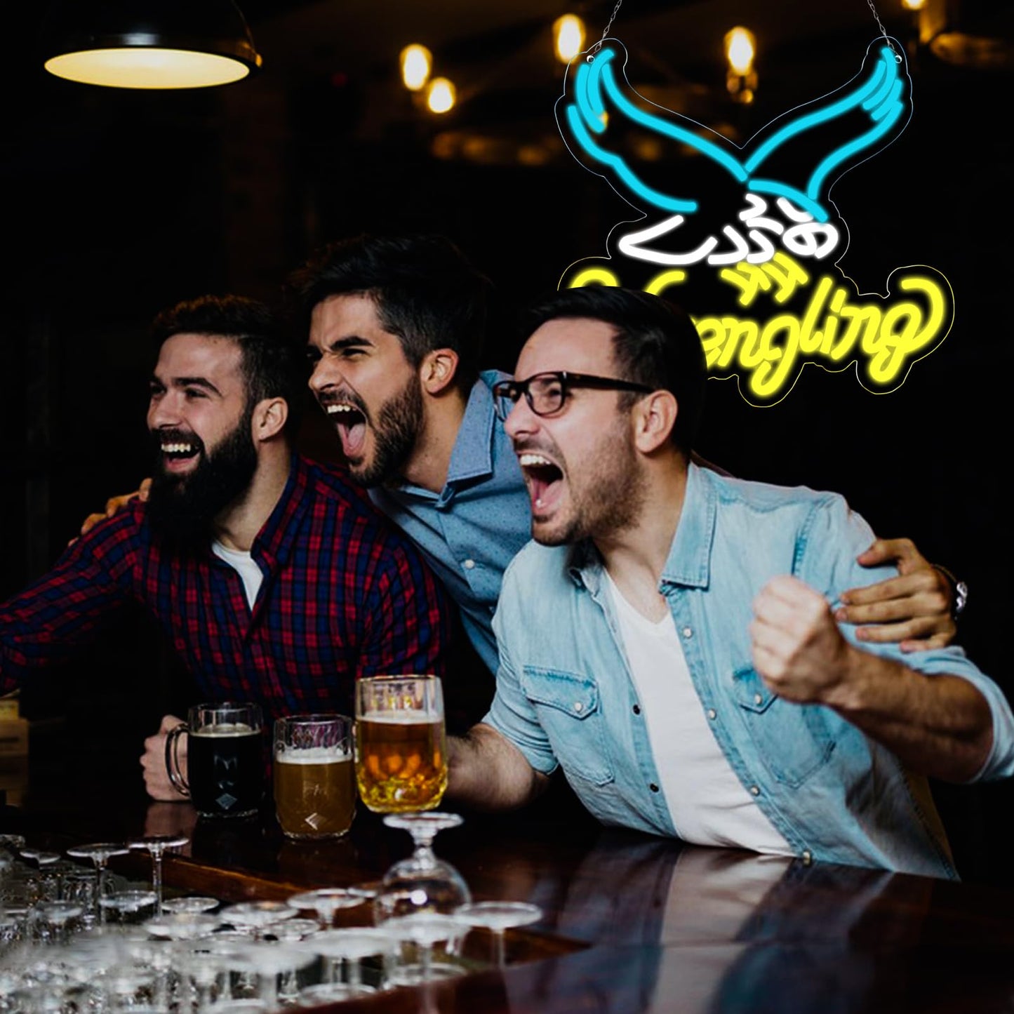 Balanar Eagle Neon Signs for Bar Wall Decor, Eagle Beer Neon Light Wall Art Gifts for Men, LED Beer Pub Bar Neon Sign for Man Cave Cafe Gift Bedroom Office Home Party12.2 * 14.8 Inch