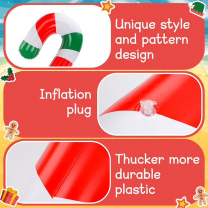 Rotatingpals 2 Pcs 74 Inch Inflatable Christmas Decorations Blow up Candy Cane Ornaments Jumbo Candy Cane Christmas Inflatables for Xmas Holiday Yard Lawn Patio Garden Indoor Outdoor Decor Gifts