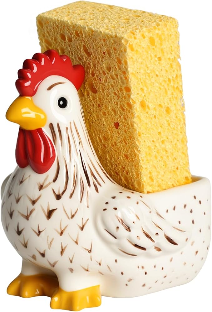 Ceramic Retro White Rooster Shape Sponge Holder