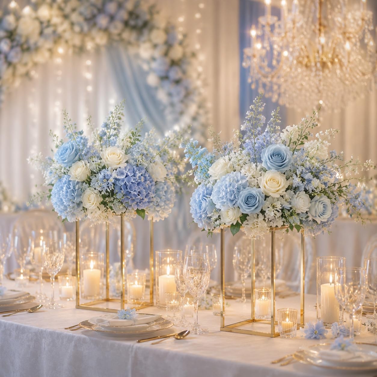 Sziqiqi Dining Table Centerpiece Small Flower Stand for Wedding - Engagement Party Decorations Dining Table Decor for Center Pieces Minimalism Cuboid Design 15.75inch