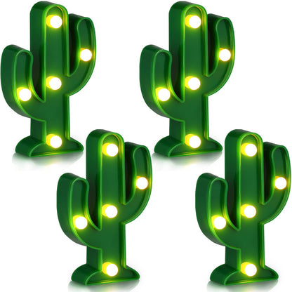 Jutom 4 Pieces LED Cactus Light up Taco Party Favors Mexican Cactus Party Decorations Fiesta Table Decor Cinco De Mayo Supplies Cute Night Lamp for Table Bedroom Supplies(4.72 x 2.76 Inch)