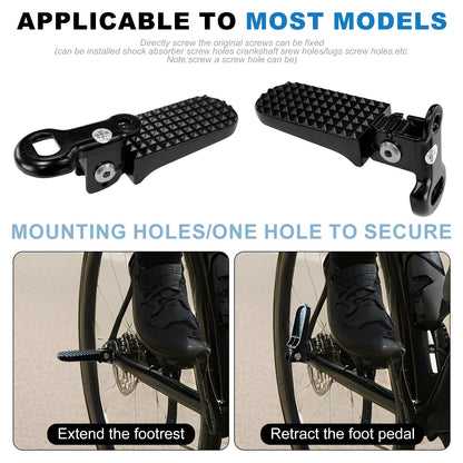 1 Pair Bike Rear Pedals Mini Folding Bike Foot Pegs Stable Bicycle Rear Pedals for Mountain Bike Electric Bike