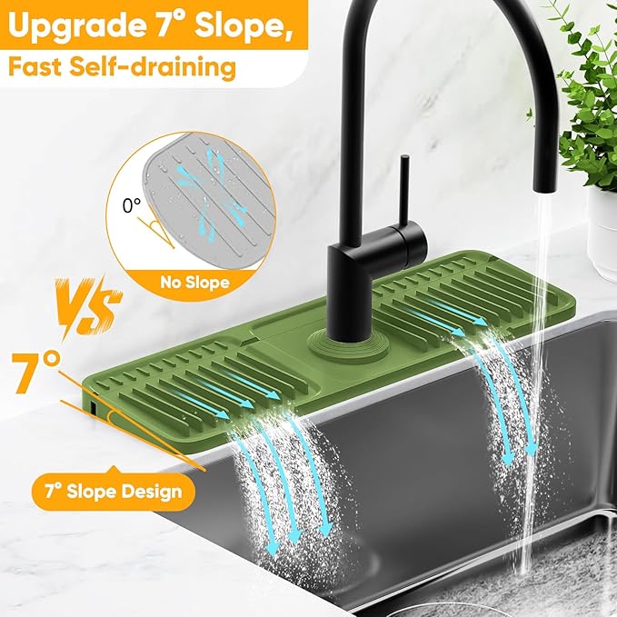 17.7'' Faucet Mat for Kitchen Sink Splash Guard Folding Kitchen Sink Faucet Mat