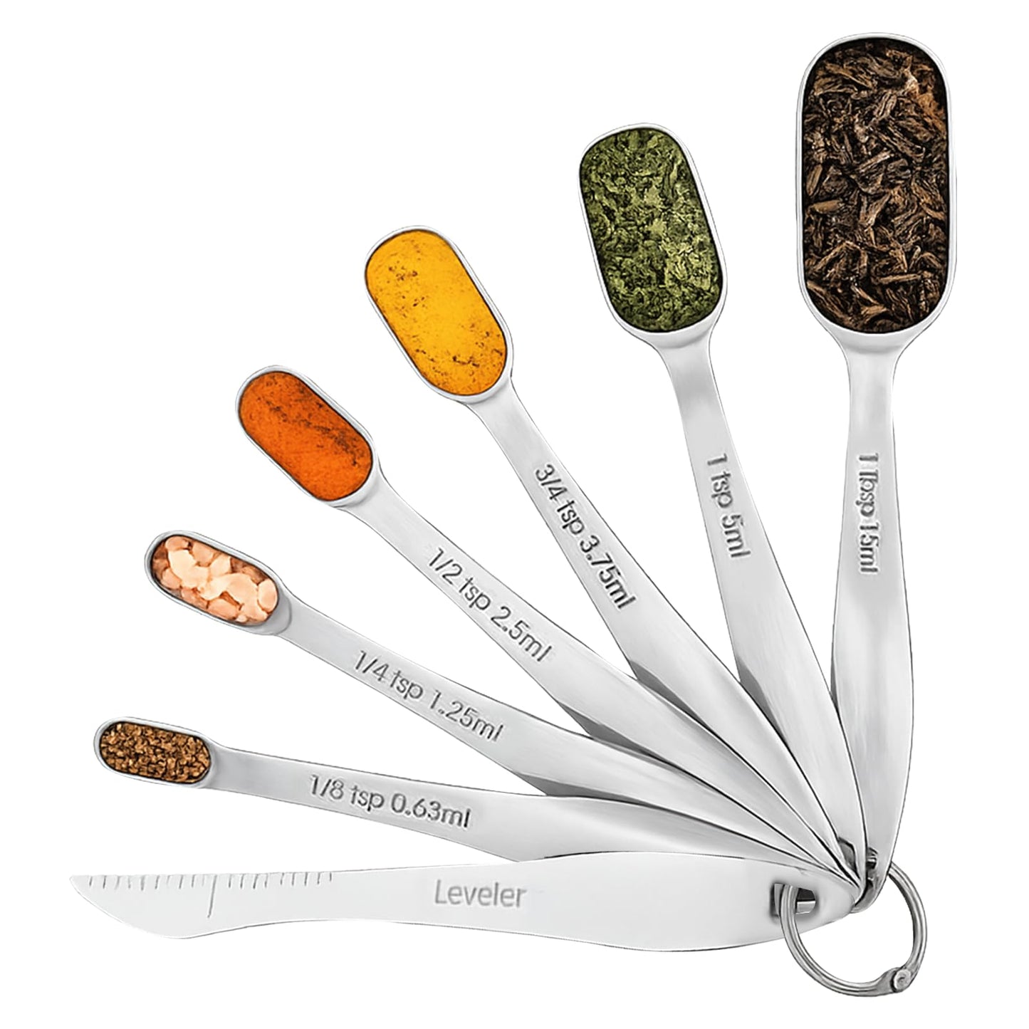 Set of Stainless Steel Measuring Spoons with Leveler for Precise Baking