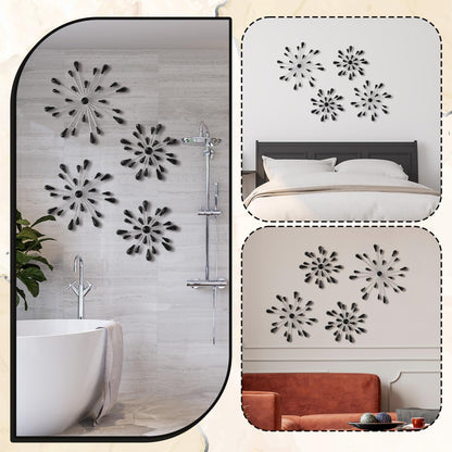 Hicarer 4 Pcs Starburst Wall Decor Bling Wall Art Crystal Teardrop 3D Hanging Rhinestone Radial Metal Artwork Modern Accent Sculptures Decorations for Living Room Home Office Bedroom(Black Diamond)