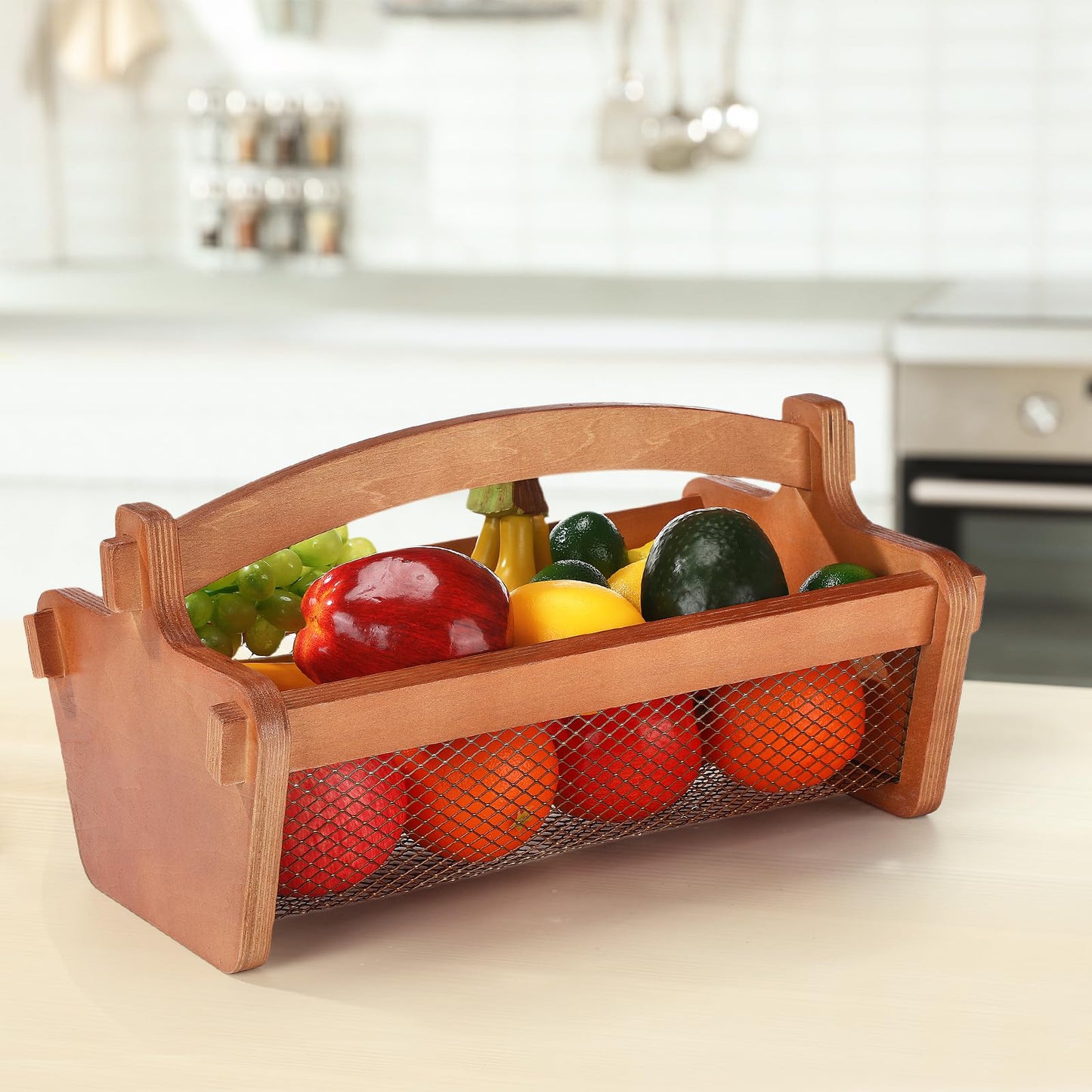 Teenyyou Garden Harvest Basket Mesh Storage with Handle Versatile Gardening Fruits Vegetables Gathering Basket Garden Supply Gardener Gift Spring for Washing Holding(Brown,13.4in)