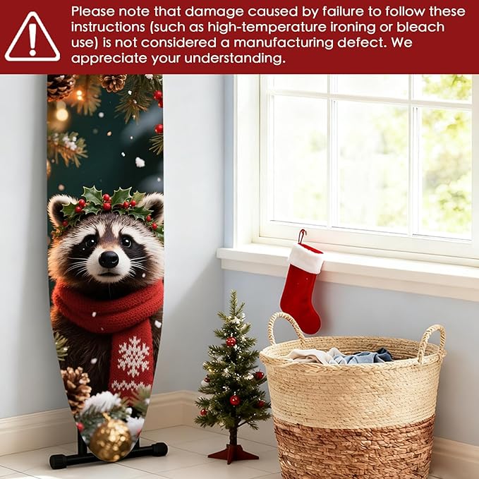 Nuxovilar Ironing Board Covers Winter Raccoon Pattern Polyester 15x54 Inches