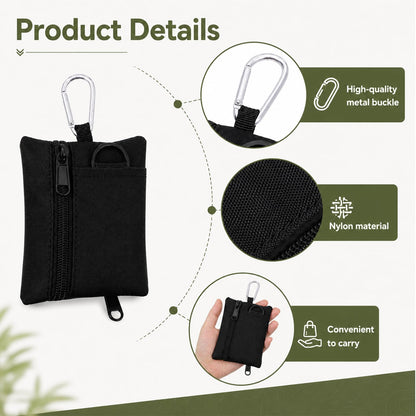 Mini Nylon Keychain Coin Purse, Mini EDC Utility Pouch with Carabiner, Pocket Organizer for Earphone, Car Key, ID Card, Backpack Camping Biking Hiking