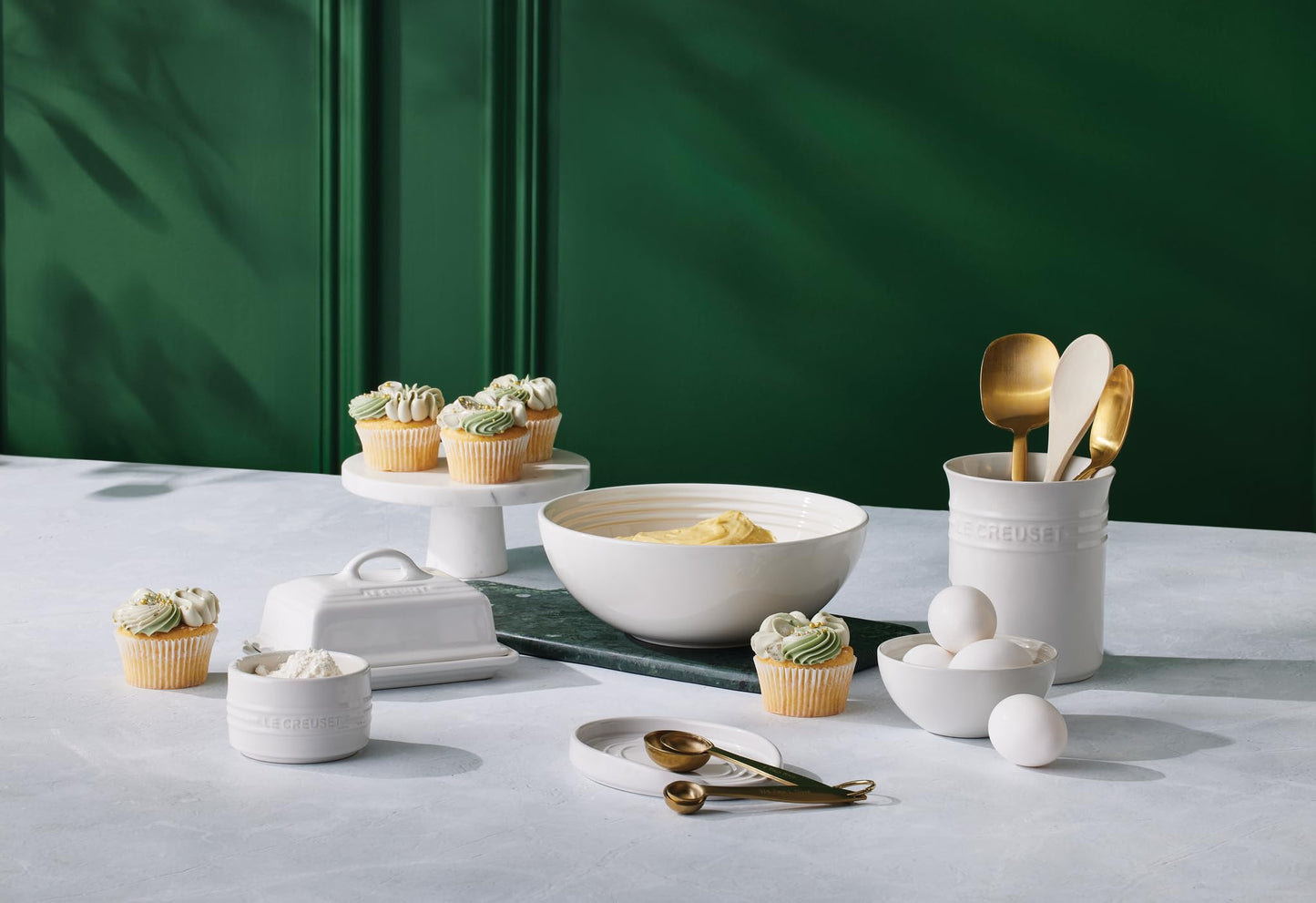 Le Creuset Stoneware Round Straight Wall Ramekin, Set of 2, 7 oz. Each, Sea Salt