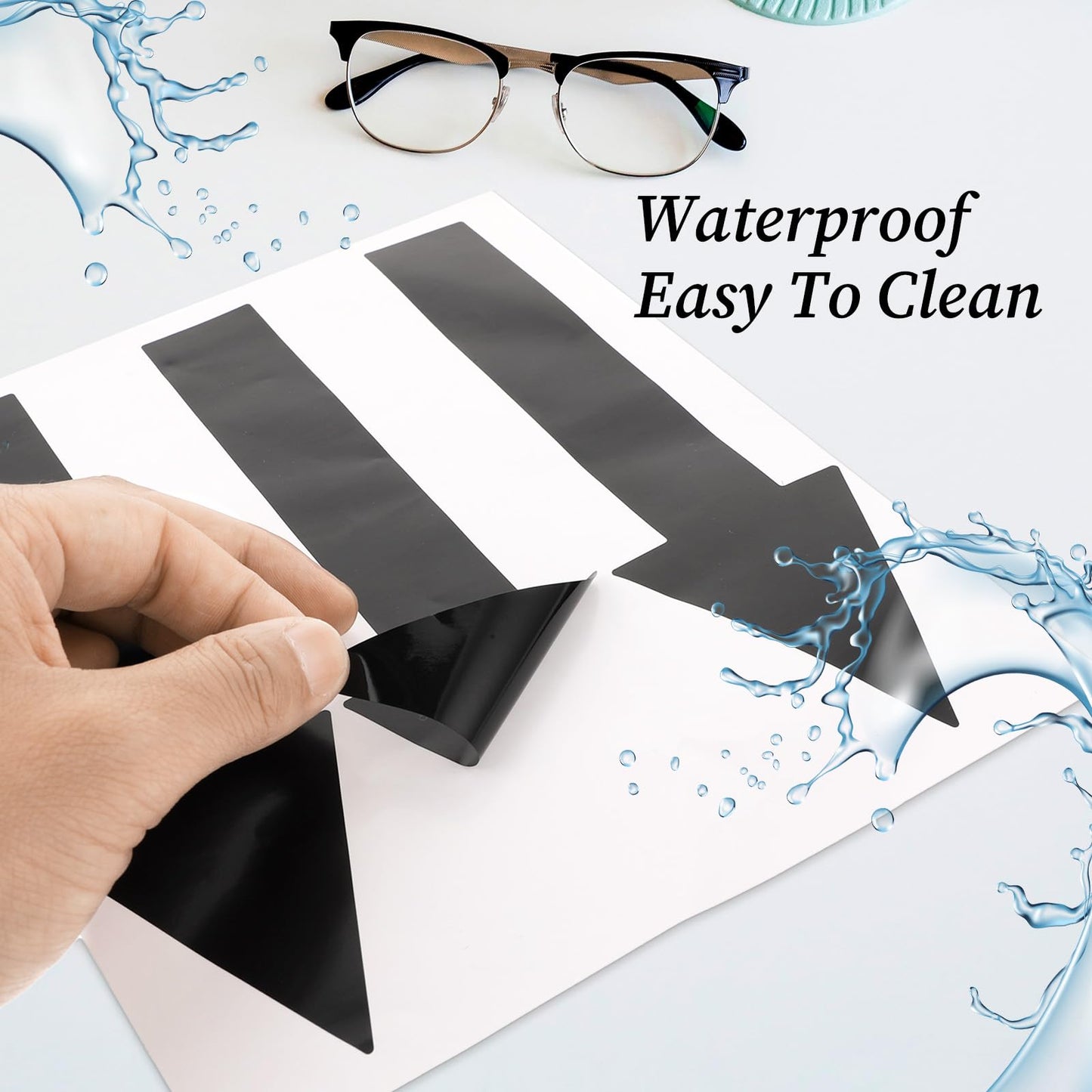 8"x2" Arrow Sticker, Black Arrows Sign, 9 Pack Floor Stickers, PVC Removable Self Adhesive Floor Decal, Waterproof Arrow Signs for Road Instructions, Wall Marking Stickers