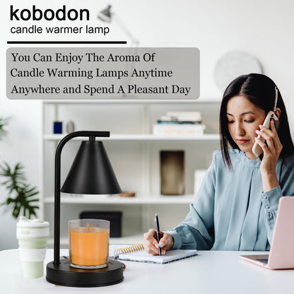 Candle Warmer Lamp, Electric Candle Lamp Warmer Gifts for Mom Women House Warming Gifts New Home Bedroom Decor Dimmable Wax Melt Warmer for Scented Wax with 2 Bulbs, Jar Candles (Black)