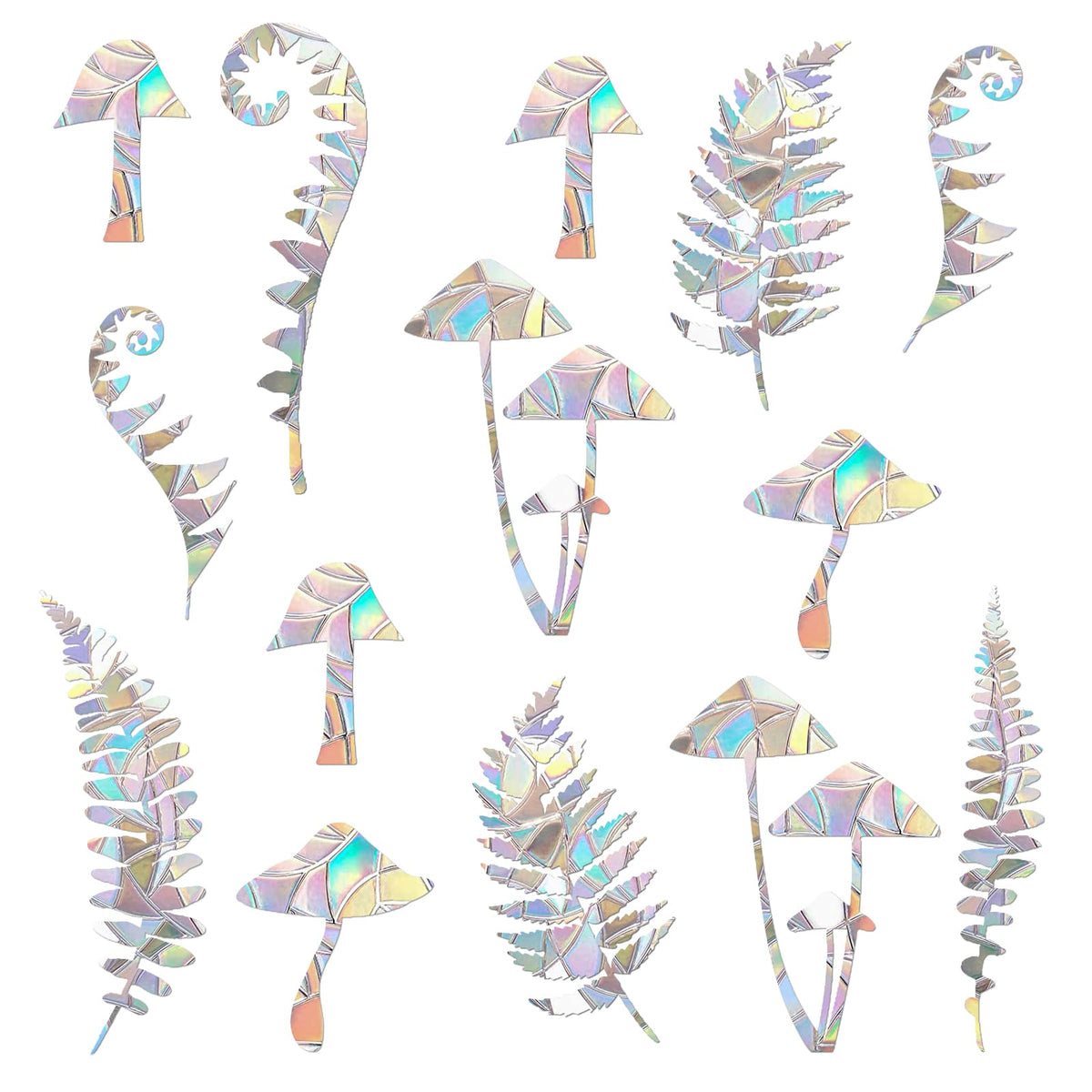 24 Pieces Static Window Clings Anti Collision Window Decals for Bird Strikes, Glass Door Window Stickers, Stop Birds Flying into Windows, Fern Style
