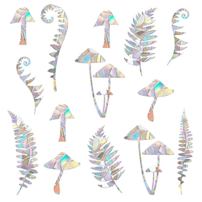 24 Pieces Static Window Clings Anti Collision Window Decals for Bird Strikes, Glass Door Window Stickers, Stop Birds Flying into Windows, Fern Style