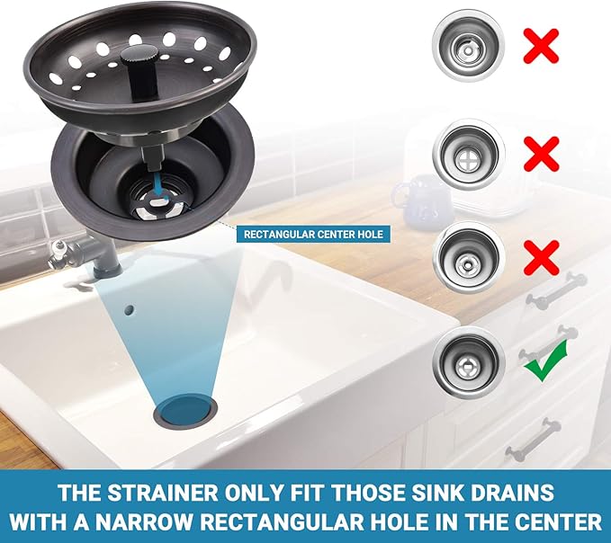 KONE Kitchen Sink Stopper and Strainer 2 Pack Oil Rubbed Bronze Sink Basket