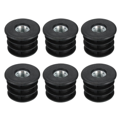 Uxcell 6-Pack Round Tube Inserts with M8 Thread, for 25mm/0.98" OD Tube, Black Plastic Plugs for Furniture Legs, Chair End Caps