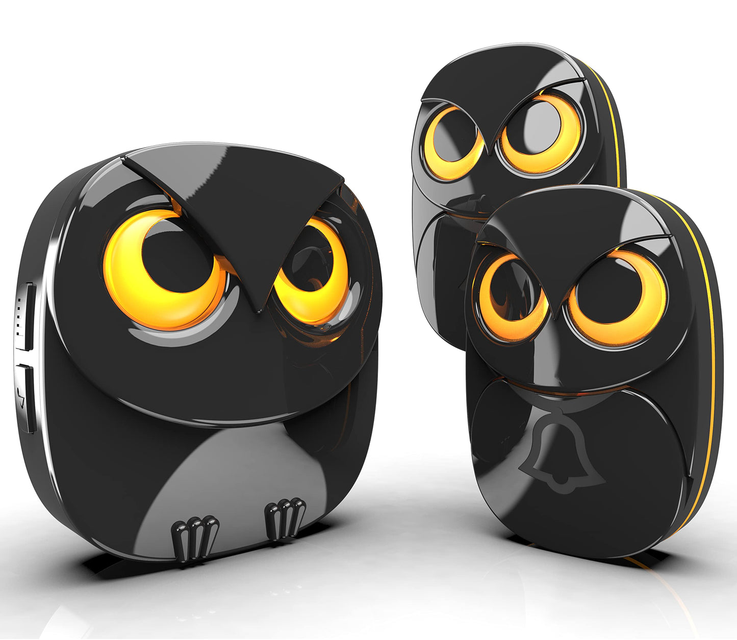 Wireless Doorbell, Cute Owl Doorbell Weatherproof IP55 Outdoor Remote Push Button- 1000 Feet Long Wireless Range, 1 Receiver + 1 Transmitter, Black