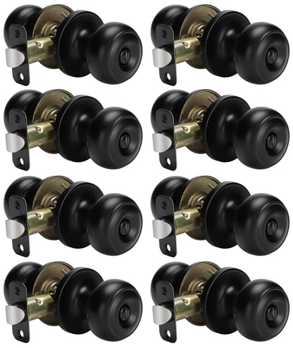 goldenwarm Black Interior Door Knobs, Matte Black Privacy Door Knob, Black Bedroom Door Knobs, Black Door Knobs Interior Bulk, Indoor Bathroom Door Knob(8 Pack, Matte Black)