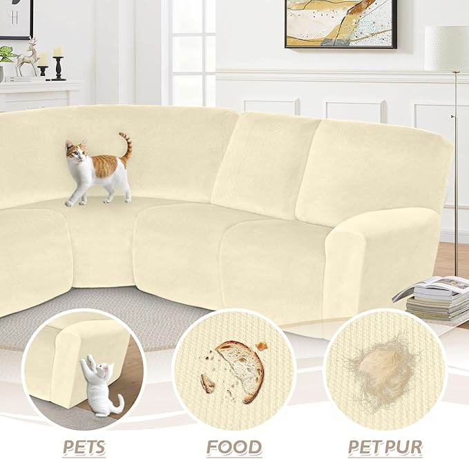 Arfntevss Sectional Recliner Couch Covers Velvet Corner Sectional Sofa Cover
