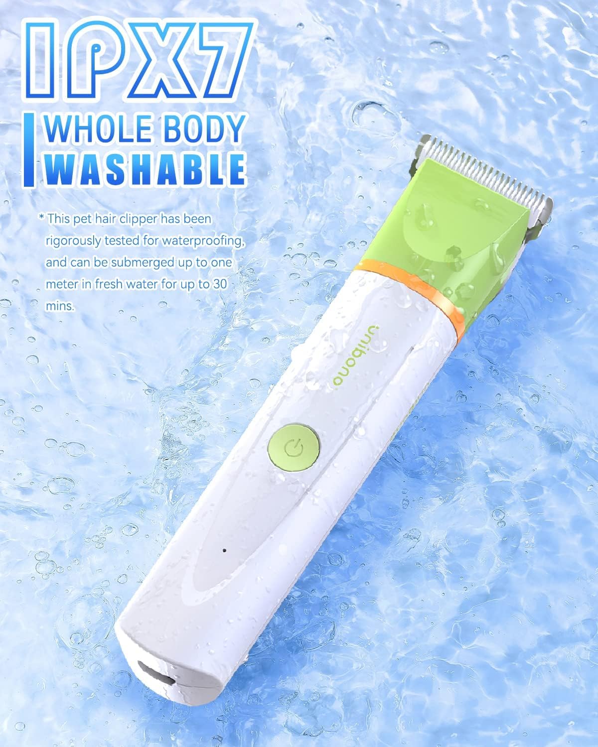 Unibono Dog Grooming Clipper Kit, Quiet Cordless Pet Clipper for Dogs & Cats, Silent Dog Cat Shaver for Paws, Claws, Eyes, Ears, Face with Grooming Scissors Comb, Green