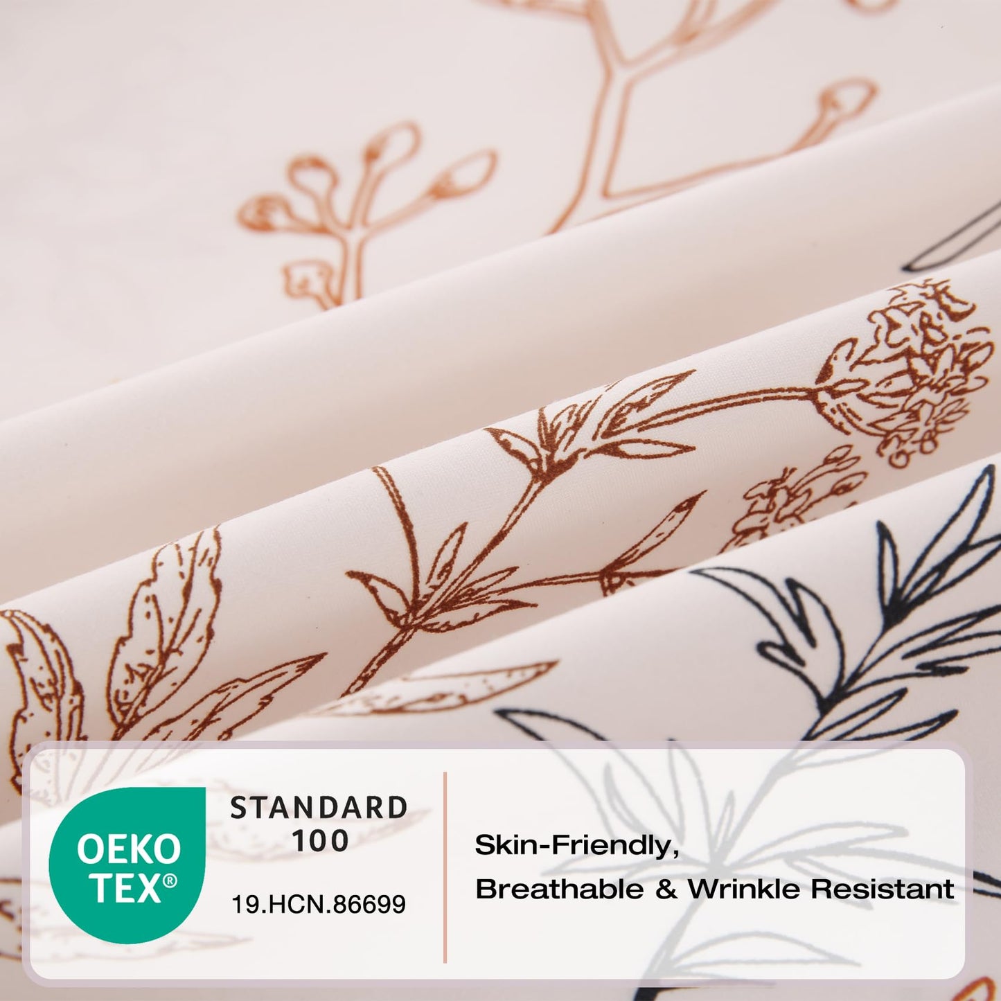 Yibeizi Floral Sheet Set King, Boho Botanical Rustic Pattern Bed Sheets Beige Fall Bedding Sheets & Pillowcases Soft Microfiber 15" Extra Deep Pocket Fitted Bedsheet 4 Piece