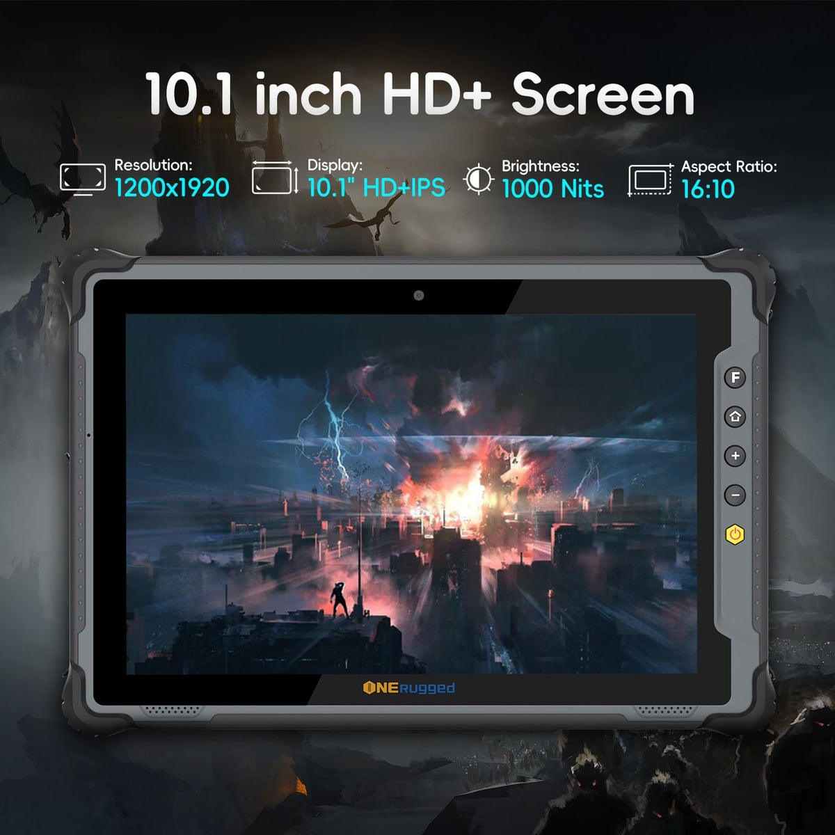ONERugged Rugged Tablet M10J, 10.1 inch Windows 11 Pro Tablet, 8GB+128GB, Celeron N5100, IP65 Waterproof, MIL-STD-810H, 5000mAh, Industrial Outdoor Work PC w/ 8MP+5MP Camera, 4G LTE/WiFi/BT 5.0/NFC