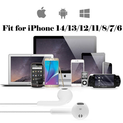 iPhone Wired Earbuds wtih Lightning Connector, Apple MFi Certified in Ear Earphones with Microphone Compatible with iPhone 14 13 12 11 Pro Max X XS XR 8 7 Plus(White&Black)