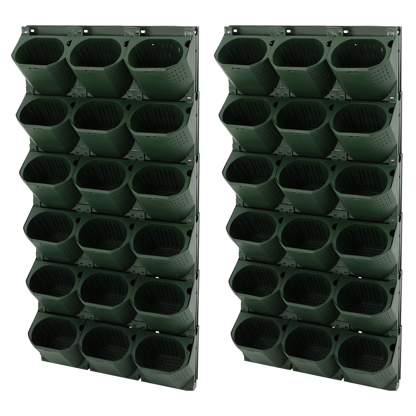 kunghei 36-Pot Wall Mounted Planter – Vertical Wall Planter with Water Storage Layer, Stackable Flower Pot Holder for Indoor Outdoor Garden Balcony (12 * 3-Pot) (Army Green)
