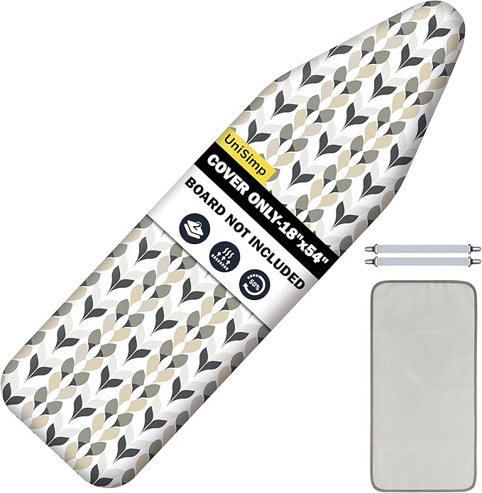 Ironing Board Cover and Pad 18"x54" Extra Thick Natural Cotton, Scorch & Stain