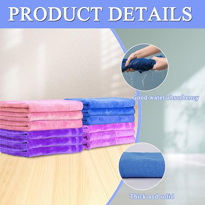 12 Pcs Extra Large Microfiber Cleaning Cloth, Microfiber Towels