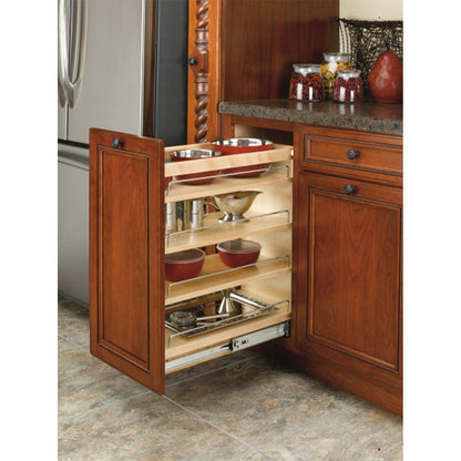 Rev-A-Shelf 6.5" Pullout Kitchen Cabinet Storage Organizer Slide Out Pantry Spice Rack with Adjustable Shelves, Natural Maple, 448-BC-6C