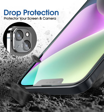 amFilm Easiest Installation OneTouch for iPhone 15 Pro Max Screen Protector [6.7 Inch] Tempered Glass + Camera Lens Protector, Auto-Alignment Tech, Bubble Free, Case Friendly, Anti-Scratch [2+2 Pack]