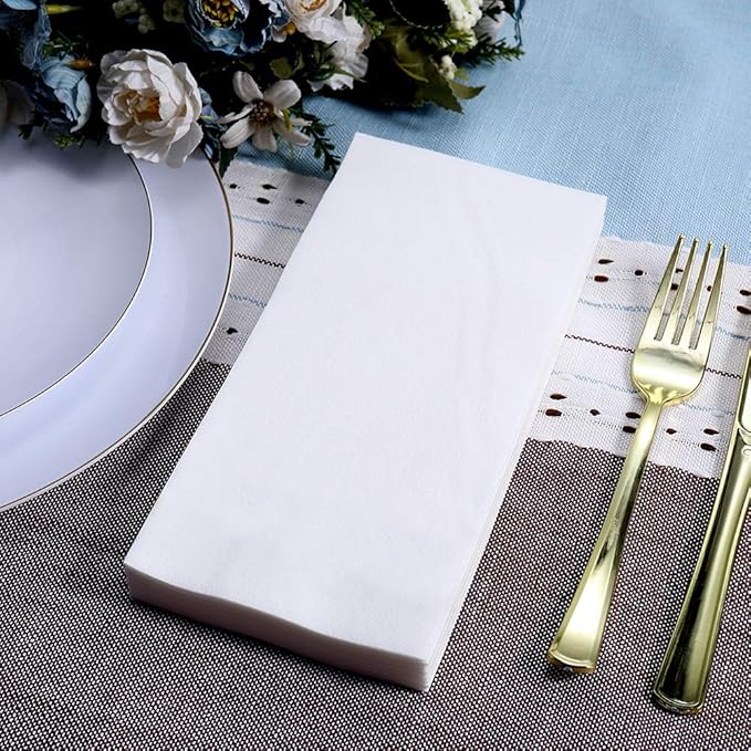 FOCUSLINE 200 Disposable Bathroom Napkins, Linen-Feel Paper Guest Towels