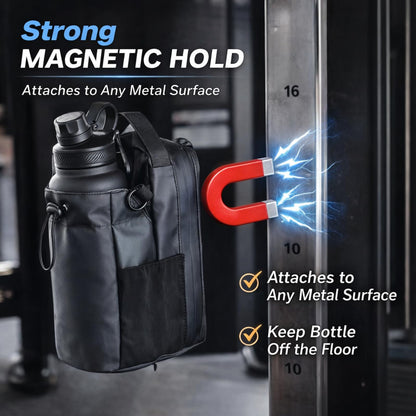 Magnetic Gym Bag Water Bottle Carrier Holder with Phone Pockets & Shoulder Strap,Magnetic Bag Gym Accessories Organizer for Men Women