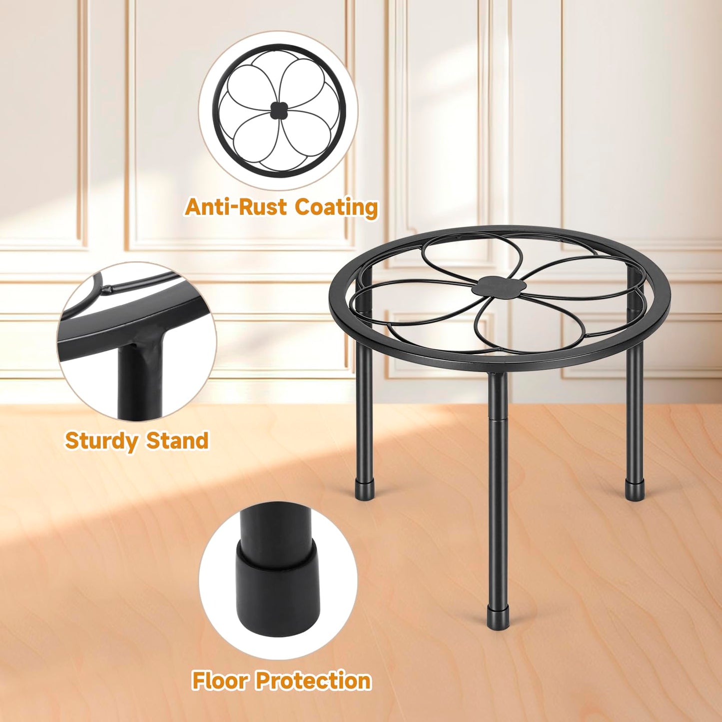 Amaoot 5 Pack Metal Plant Stand, Iron Plant Stands for Indoor and Outdoor, Flower Pot Stands for Multiple Plant, Black Potted Plant Holder for Garden Home