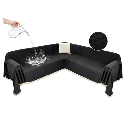 HYZOTEX Waterproof Sectional Couch Covers Sectional Sofa Cover L Shaped Corner Sofa Slipcovers Blanket for Dogs Pets Washable Jacquard Quilted L Shape Furniture Protector (75x276 in, Charcoal Black)