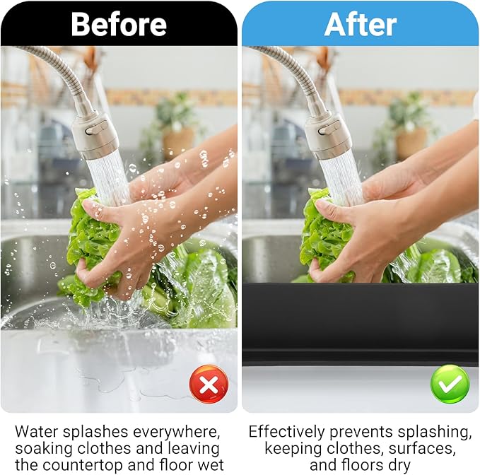 19.29 inch Sink Water Splash Guard, Silicone Sink Splash Guard, Backsplash
