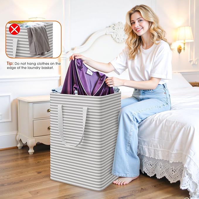 3 Pack Large Laundry Basket, Waterproof & Freestanding Laundry Hamper,