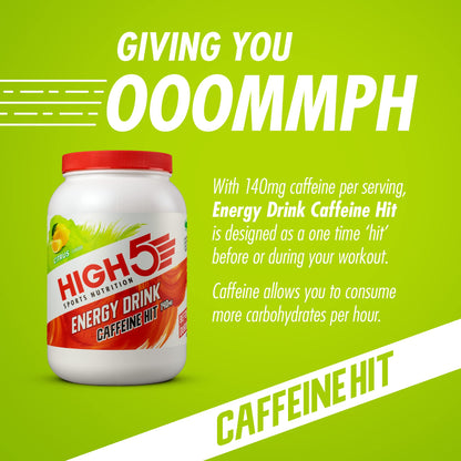 HIGH5 Energy Drink Caffeine Hit - Electrolytes Sport Energy Drink Powder - Isotonic Drink with 2:1 Fructose - Hydration for Running, Cycling, Endurance Fuel - Natural Flavours (Citrus, 1.4kg, 29 Serv)