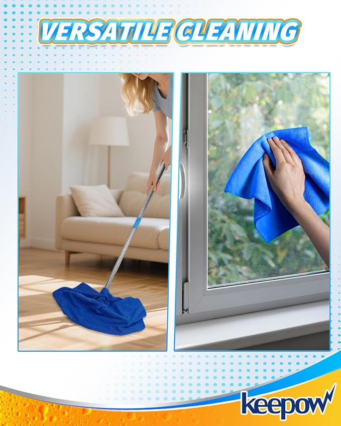 KEEPOW 6PCS Extra Large Microfiber Cleaning Cloth, Lint and Streak Free