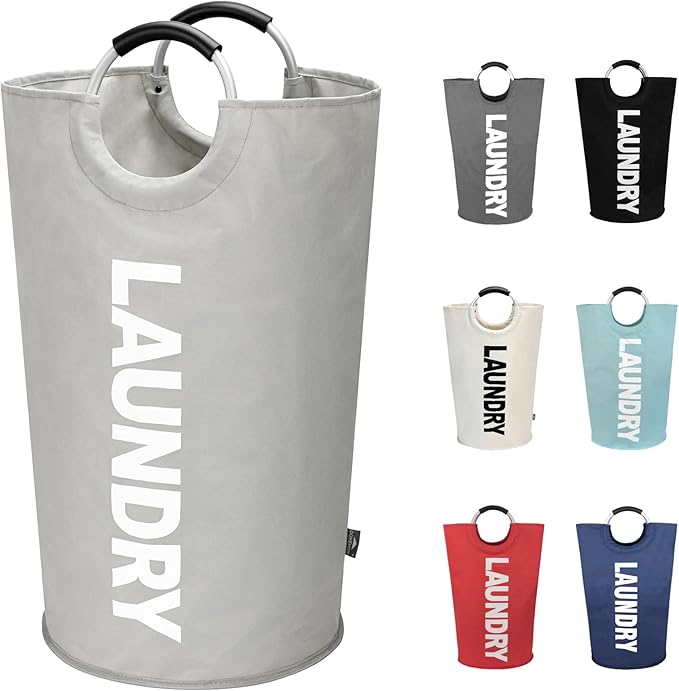 DOKEHOM 90L Large Laundry Basket, Collapsible Laundry Bag, Freestanding Tall