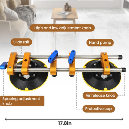 Upgrade 2 Pack Seamless Seam Setter with 6 inch Vacuum Suction Cups, Granite Seam Setter for Countertop Joining & Leveling, Seam Joiner for Stone (With Replacement Air Pump+Tool Bag+Torpedo Level）