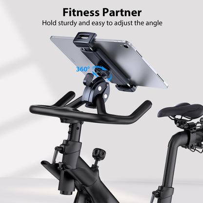 CreaDream Tablet Holder Mount for Spin Bike, Tablet Clamp for Treadmill, Indoor Stationary Bike, Stroller, Peloton, Gym Trainer Handlebar Stand Fit for iPad Pro/Air/Mini, Galaxy Tabs, Phones, 4.7-13"