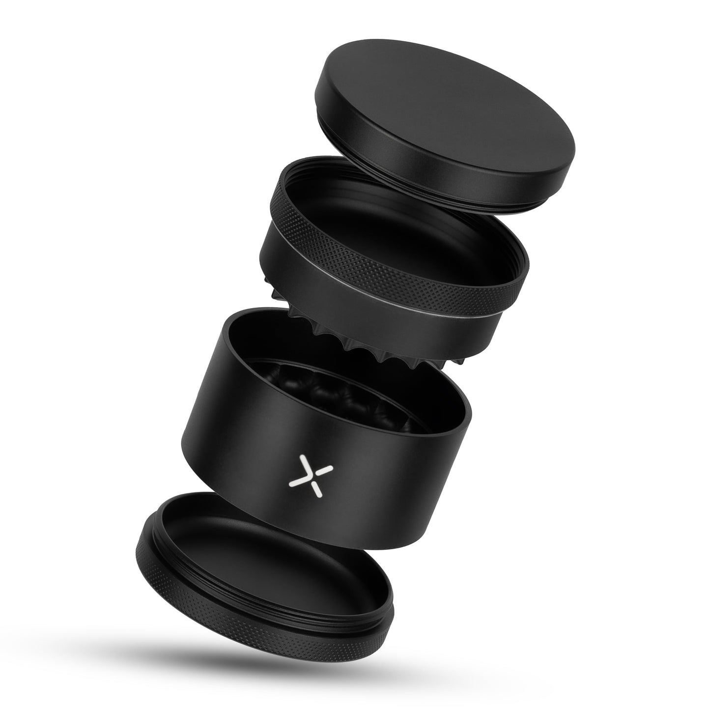 MillX Premium Toothless 2.5 Inch Aluminum Spice & Herb Grinder, Extra Storage Compartment, Manual Kitchen Use, Jam-free and Smooth Grinder (Matte Black)